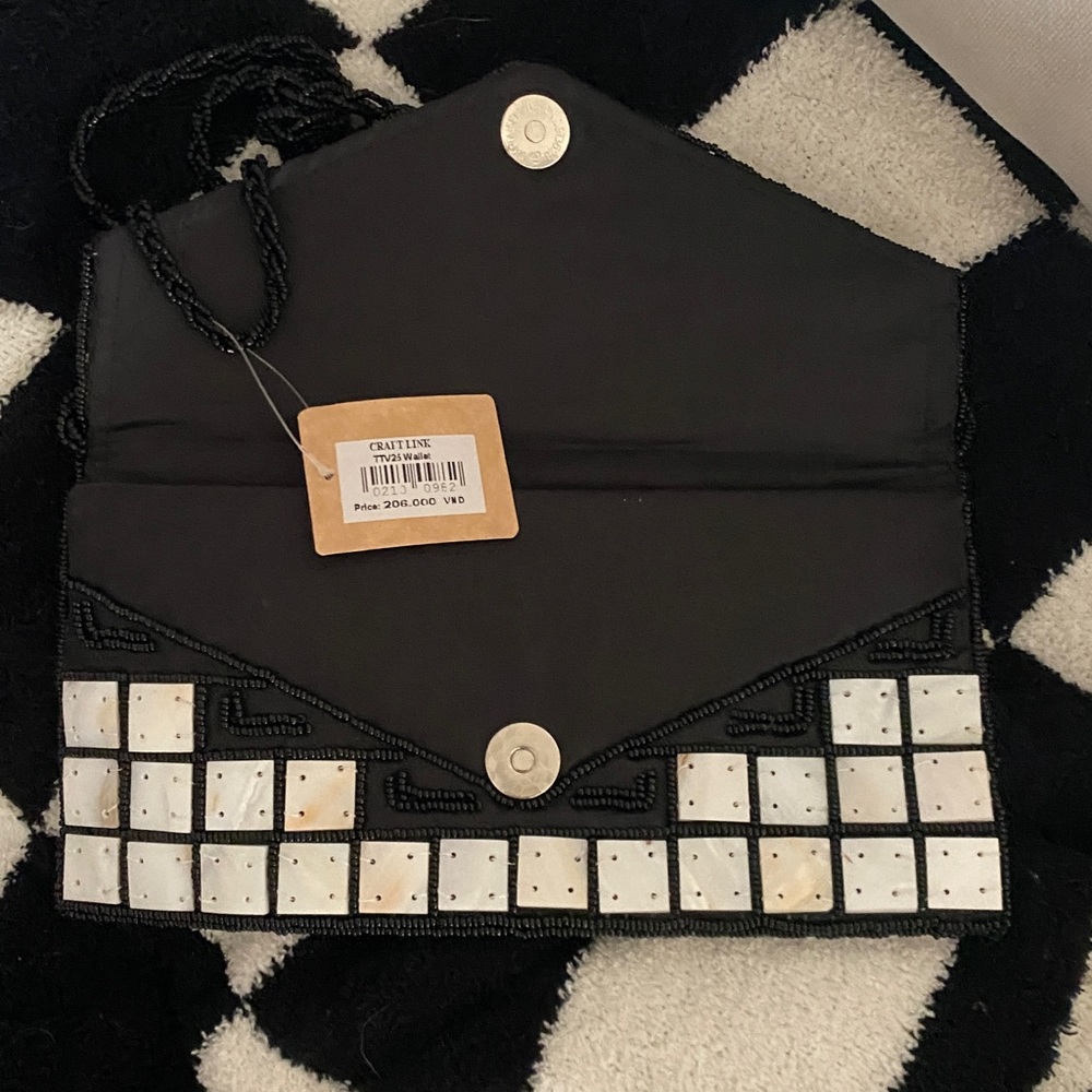 Vintage Craft Link Black and White Mosaic Clutch - Picture 4 of 5